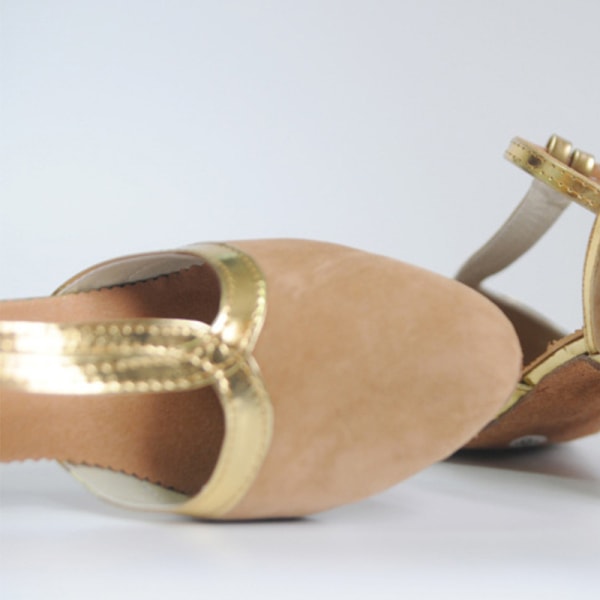Dame latinske sandaler Dansesko T-strop med lukket tå mellem hæl Skin Tone+ Jin 35