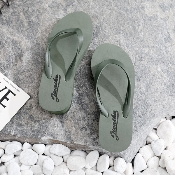 Kvinders flip-flops højhælede sandaler strandtøfler indendørs Simple Green 37