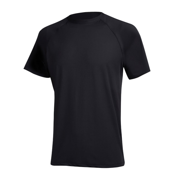 Kortærmet skjorte til mænd Dykning Surfing Badetøj UV-beskyttelse Top Black,L