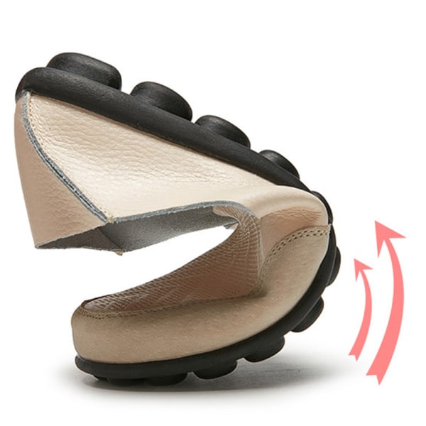 Dam Loafers Slip On Flats Halkfri Walking Comfort Casual Shoe Beige 35