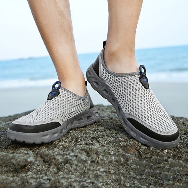 Unisex mesh hengittävä ranta Slip-On Surf Aqua -kengät nopeasti kuivuvat Ljusgrå US 7 Women