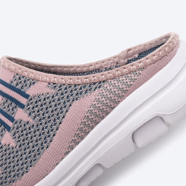 Dam sneakers med stängd tå flygande vävning Casual halvtofflor Pink 38