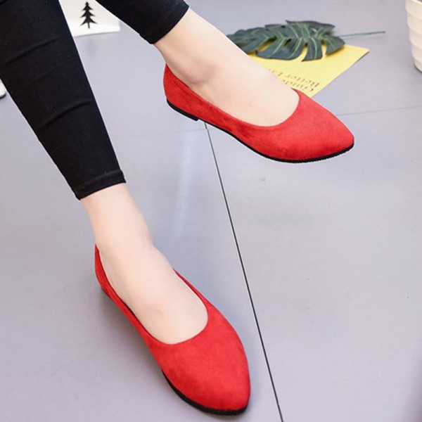 Kvinder Ballet Flats Shoe Casual Comfort Slip On spidstå arbejde Red 36