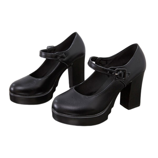 Kvinder Chunky Platform Dress Shoes Work Pumps Soft Soles Street Black 36