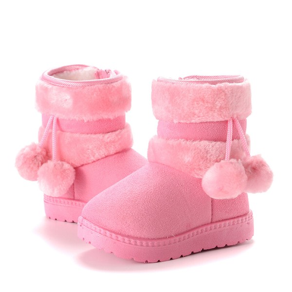 Tyttöjen tekoturkiset Mid Calf Snow Boots Sivussa vetoketjullinen talvisaappaat Rosa 27