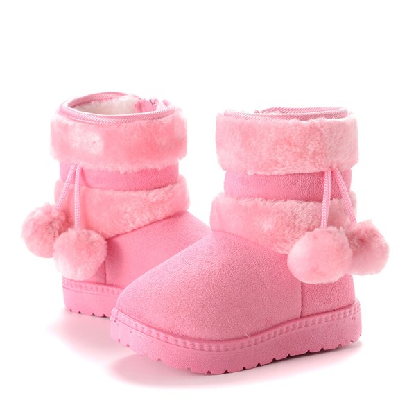 Tyttöjen tekoturkiset Mid Calf Snow Boots Sivussa vetoketjullinen talvisaappaat Rosa 34