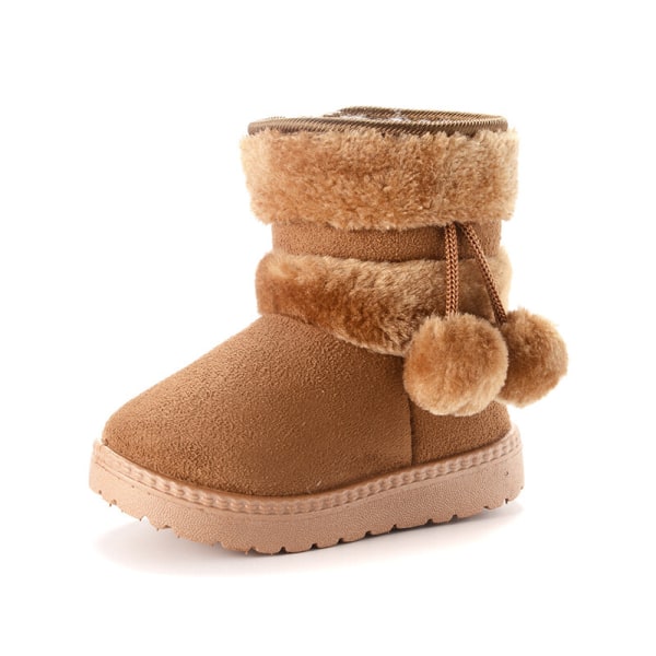 Flickor Faux Fur Mid Calf Snow Boots Sido Zipper Winter Boot Kaki 21