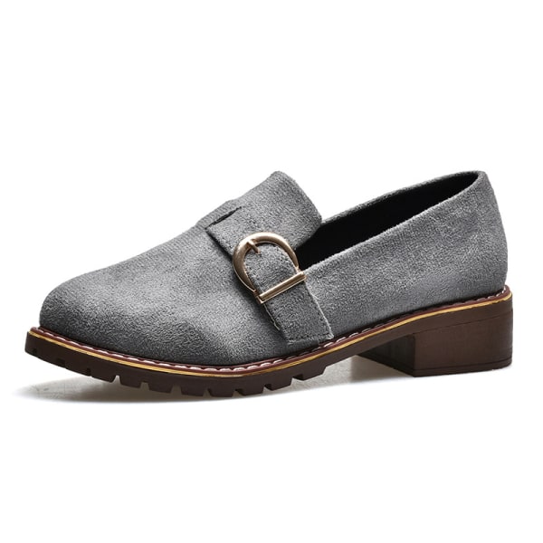 Kvinnor Runda Tå Block Låg-Top Casual Skor Solid Fashion Flats Grå 42