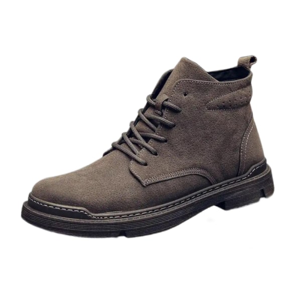Män Casual Shoes Comfort High Top Ankel Boot Walking Fashion Brun 42