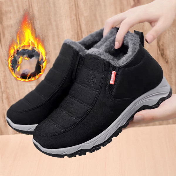 Män Comfort Slip On Casual Shoe Anti-Slip Rund Toe Snow Boots Svart 42