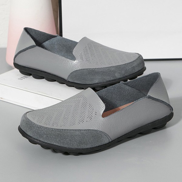 Dam Loafers Slip On Flats Halkfri Walking Comfort Casual Shoe grå 41