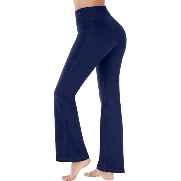 Yogabukser til kvinder Løse elastiske højtaljede bukserlommer Navy,L