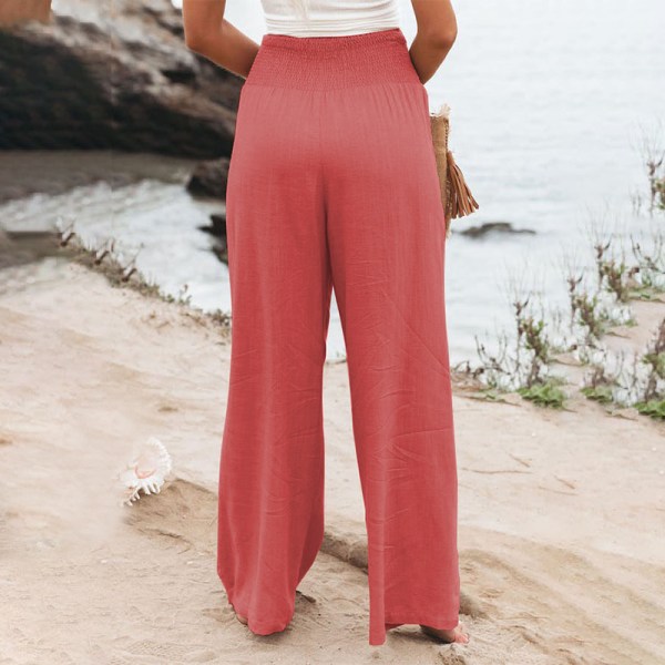 Naisten housut casual , löysä kesälomaranta päivittäinen asu Red XL