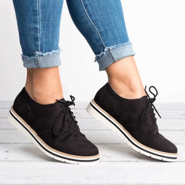 Naisten taso casual kenkiä nauhalliset tennarit black,43