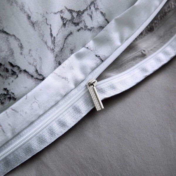 3-delt marmordynebetræk Lineal Sengetøjssæt Pudebetræk White,200x230cm