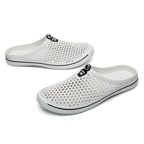 Unisex Hollow Out Tofflor Snabbtorkande Trädgård Closed Toe Sandaler Vit 41 Male