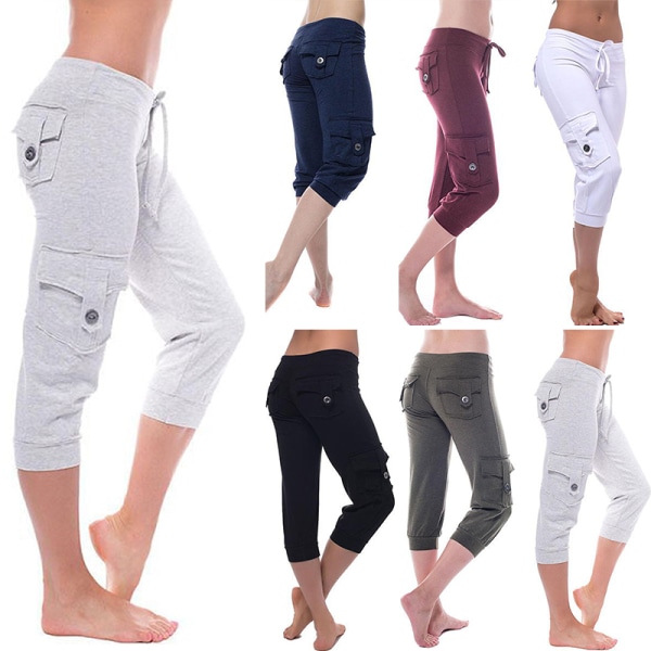 Kvinder Sport Yoga Pant Leggings Pocket High Waist Bukser gray,XL