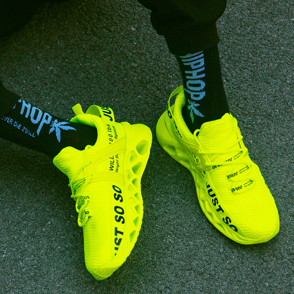 Unisex Athletic Sneakers Sports Løbetræner åndbare sko Fluorescent Green,37