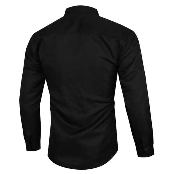 Solid Modern Slim Fit Smart Shirt Långärmad Casual Shirts Svart 4XL