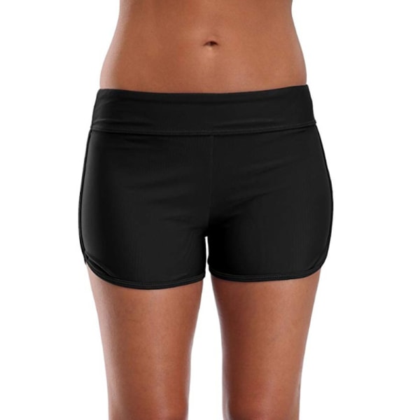 Badbyxor för kvinnor med hög midja Bikinitröja Tankini-shorts Svart M