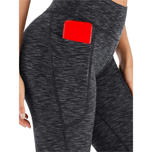 Naisten joogahousut löysät joustavat korkeavyötäröiset housut taskut gray,L
