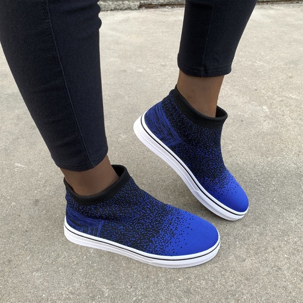 Kvinnors stickade mjuka sneakers hälsosamma skor glider in i andas Blue,38