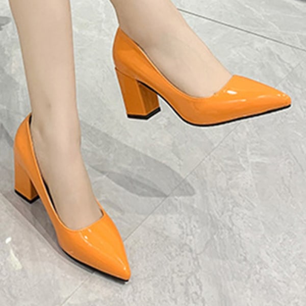 Dam Anti-Slip spetsad klänning Skor Casual Fashion Klackar Orange-1 40