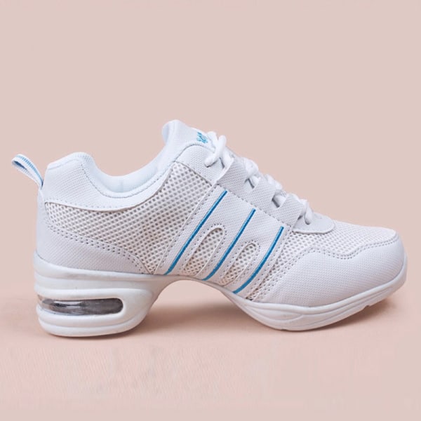 Voksne børn polstrede dansesneakers Walking Dance Sko White Blue 42