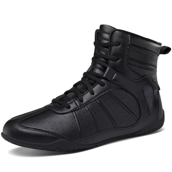 Unisex Adult High Top Snøre-Wrestling Shoes Rund Toe Trainers Svart 36