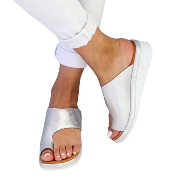Comfy Platform Sandaler til kvinder Casual Slipper Anti-Slip udendørs Silver 38