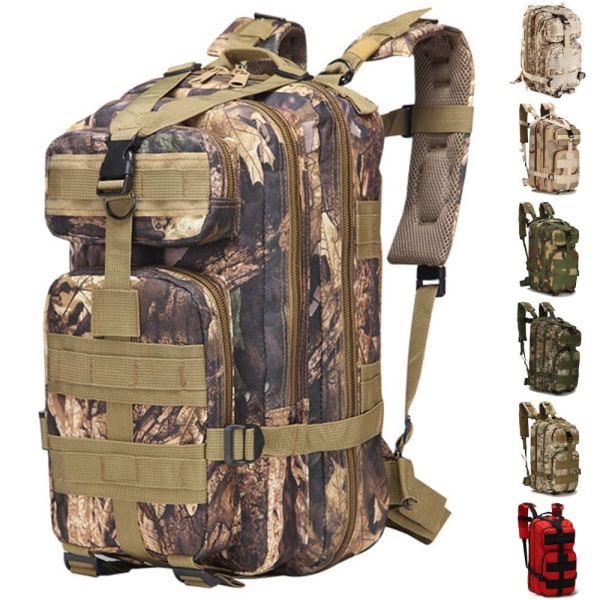 Herr Camouflage Molle Bag Dragkedja High Density Tactical Backpacks Svart CP One Size