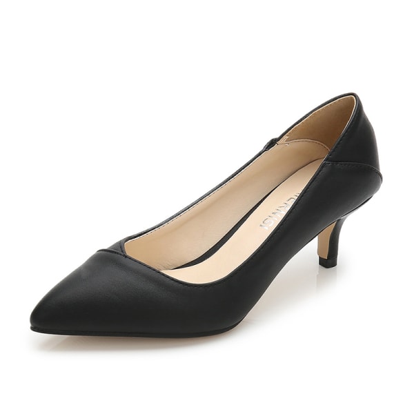 Dame Pumps Dress Shoes Shallow Mid Slender Heel Casual Daily Black 37