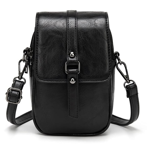 Liten handväska i läder för kvinnor för fritidsryggsäck Black