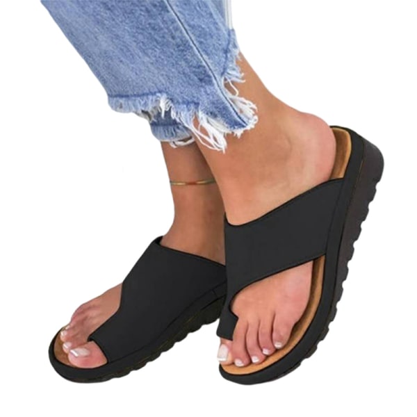 Comfy Platform Sandaler til kvinder Casual Slipper Anti-Slip udendørs Svart 37