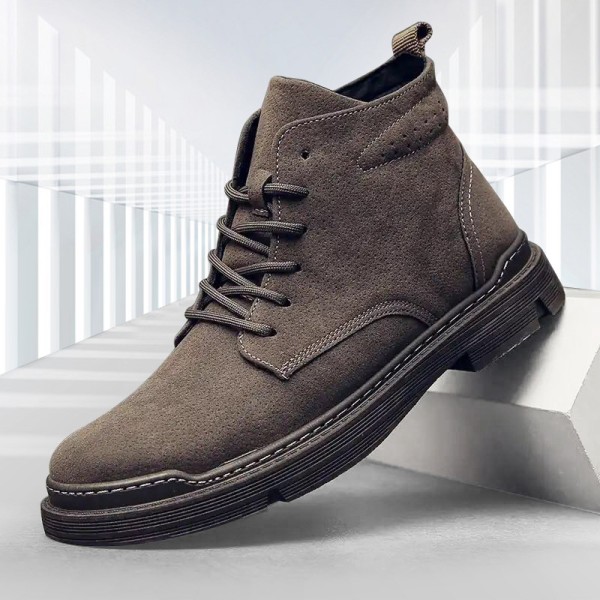 Män Casual Shoes Comfort High Top Ankel Boot Walking Fashion Brun 42