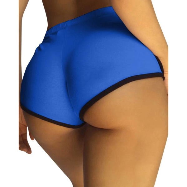 Damtryckta printed med hög midja Sport Fitness Hot Pants Blue,3XL
