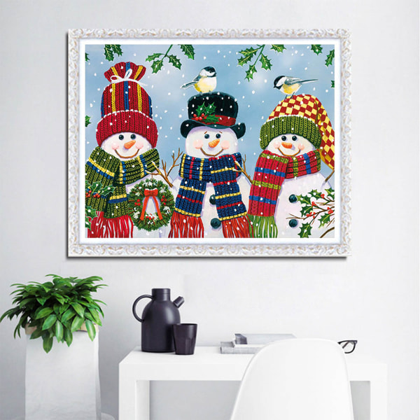 Diamantmaleri julekorsstingssæt Dekorationsgave til hjemmet 13# Snowman 30x40cm
