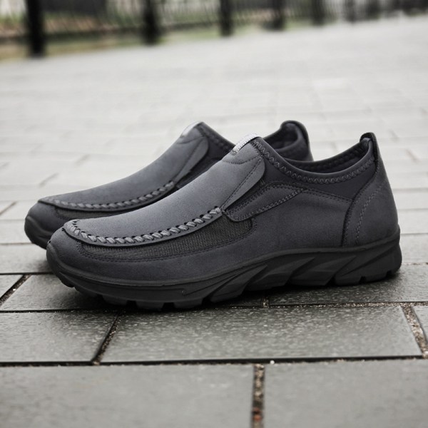 Miesten synteettiset nahkahousut, kävelevät casual kengät grå 40 9556 | grå  | Syntetiskt Läder | Fyndiq
