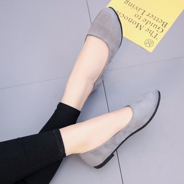 Kvinder Ballet Flats Shoe Casual Comfort Slip On spidstå arbejde Gray 38