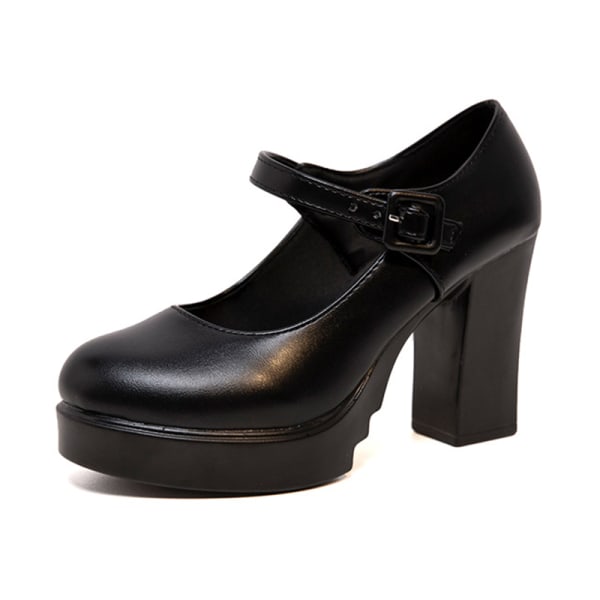 Kvinder Chunky Platform Dress Shoes Work Pumps Soft Soles Street Black 35