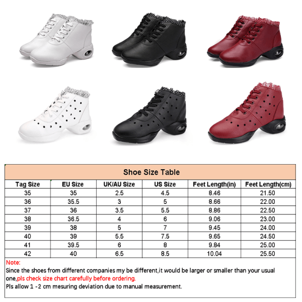 Dam Komfort Jazz Skor Athletic Non Slip Shoe Dancing Sneaker Röd 2 35