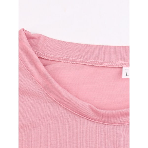 Naisten set pitkähihaiset topit+housut, housut, kotivaatteet Pink,L