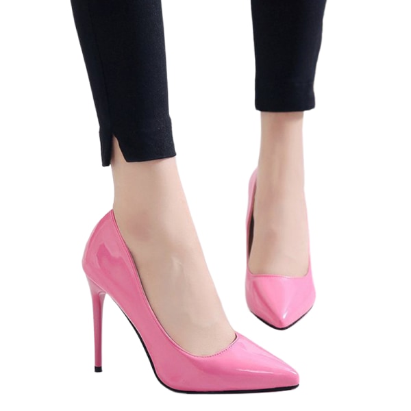 Kvinder spidstå kjole sko høje slanke hæle Pumps Bryllup Pink 36