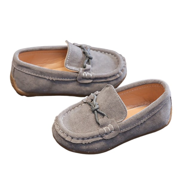 Boys Bownot Mocka Upper Boat Shoes Soft Hollow Out Mockasiner Grå-2 32