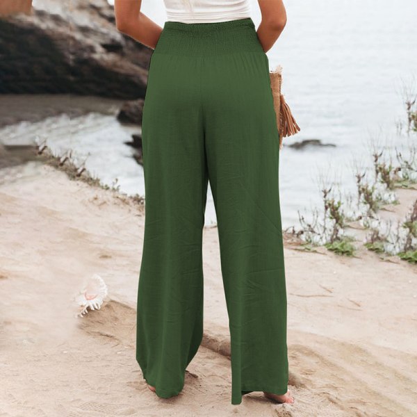 Kvinder Bukser Casual Løs Sommerferie Strand Dagligt Beklædning Dark Green XL