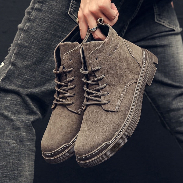 Män Casual Shoes Comfort High Top Ankel Boot Walking Fashion Brun 41