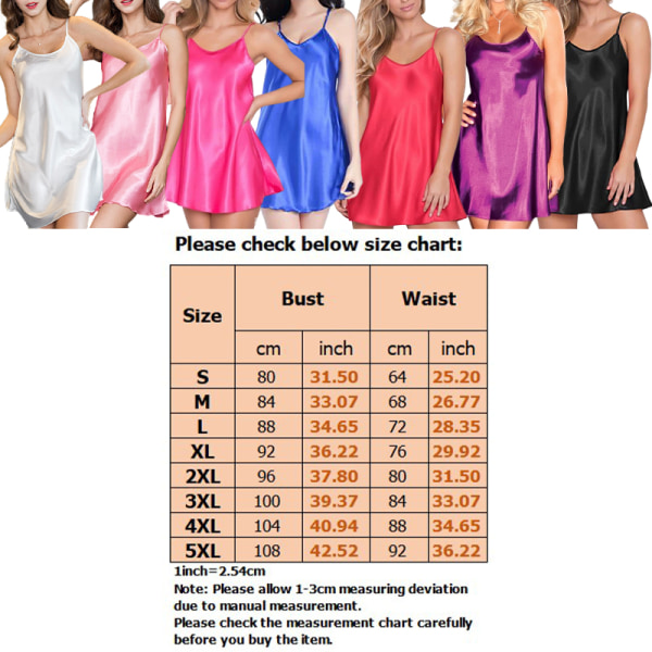 kvinder solid Nattøj satin sexet chemise slip lingeri Nighties Blue L