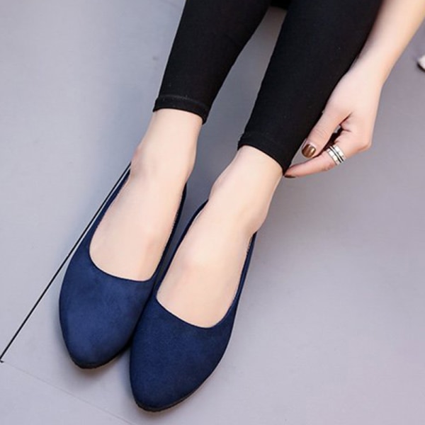 Kvinder Ballet Flats Shoe Casual Comfort Slip On spidstå arbejde Blue 36
