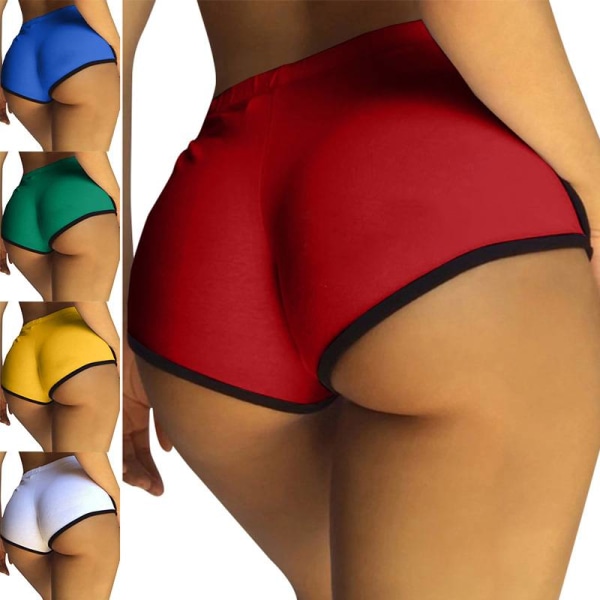 Kvinder trykte højtaljede yogashorts Sport Fitness Hot Pants Red,M