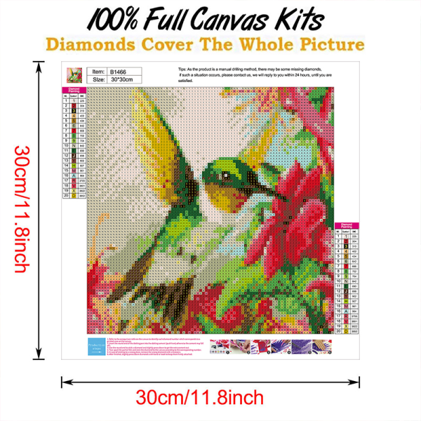 5D Drill Diamantmalerier Landskab Korssting DIY Home Decor 1# Bird L:30cmxW:30cm